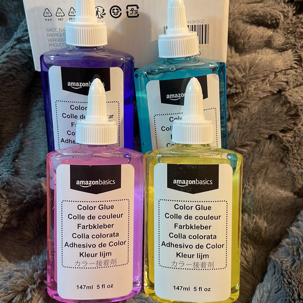 Washable transparent colour glue for crafts and school projects in 4 colours NIB